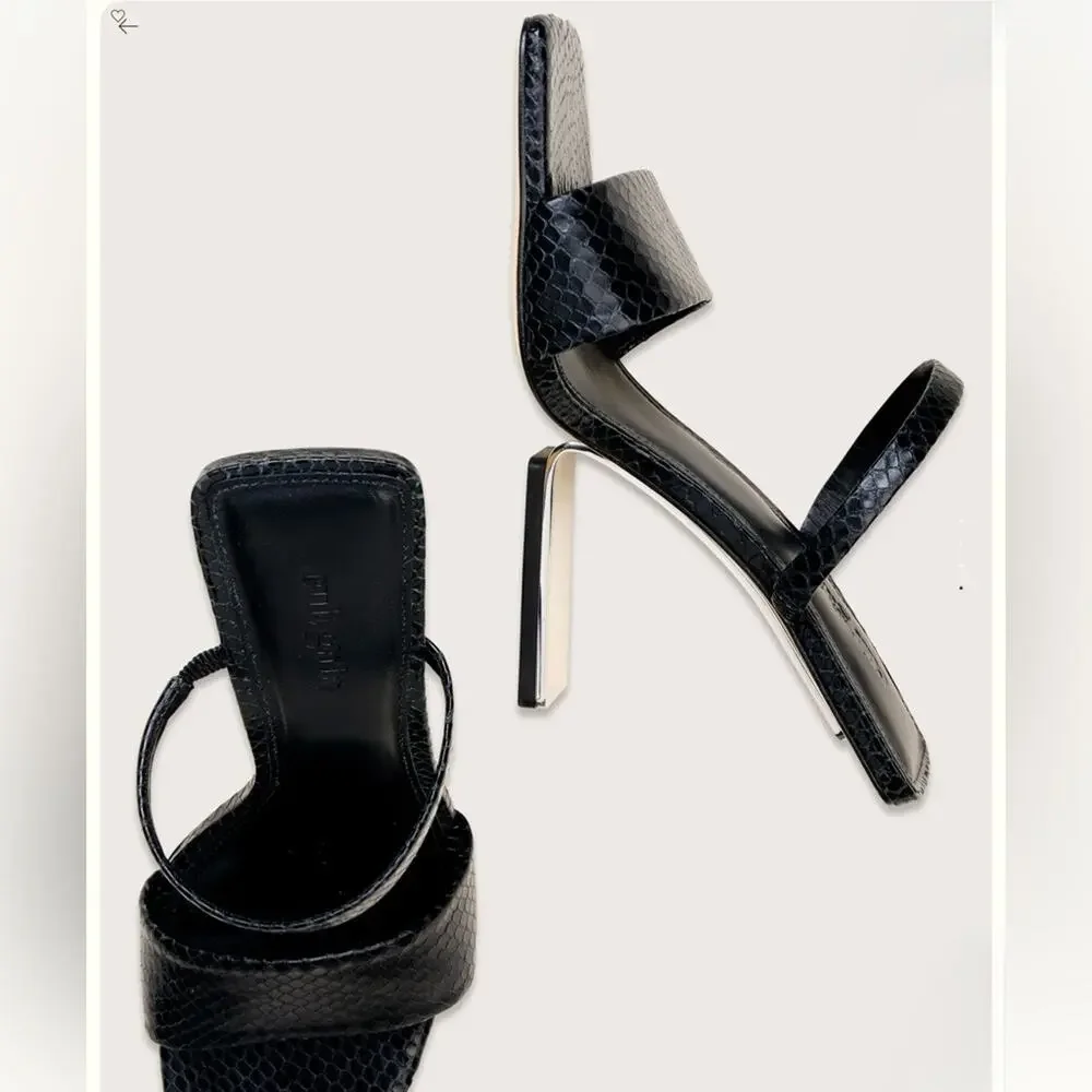 Cult Gaia Rene Black Illusion Heel Sandal Size 10 New in Box Sleek Square Toe